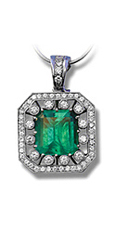 Smaragd-Anhnger 
mit Brillanten 
im Art Deco-Stil