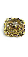 antike viktorianische Goldbrosche
mit Orientperlen
und Rosenschliff-Diamanten,
emailliert
