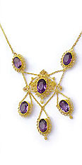 antikes Collier 
mit Amethysten,
18 Kt. Gelbgold