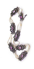 antikes Saatperlchen-Collier,
Silber, Paste,
um 1900