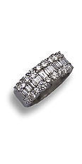 Memoryring
mit Brillanten und
Baguettschliff-Diamanten,
1.8 Karat, H 'Wesselton',
Platin