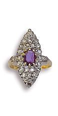 antiker Diamantring
mit Rubin,
18 Kt. Gelbgold