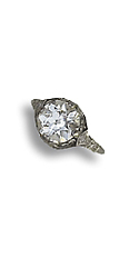 antiker Solitaire-Diamantring
2.3 Karat, K-L 'Top Cape',
Platin, um 1905