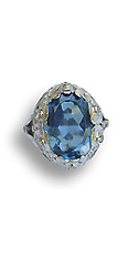 Topas-Ring
'swiss blue'
mit Brillanten,
18 Kt. Weigold